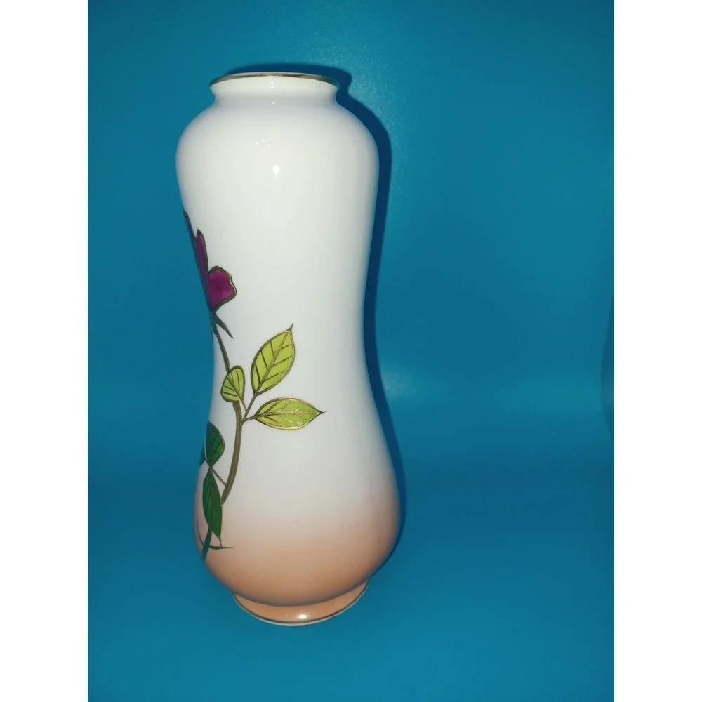 Vintage Made in Japan Porcelain Bud Vase Gold Gilt Purple Rose Peach Ombre